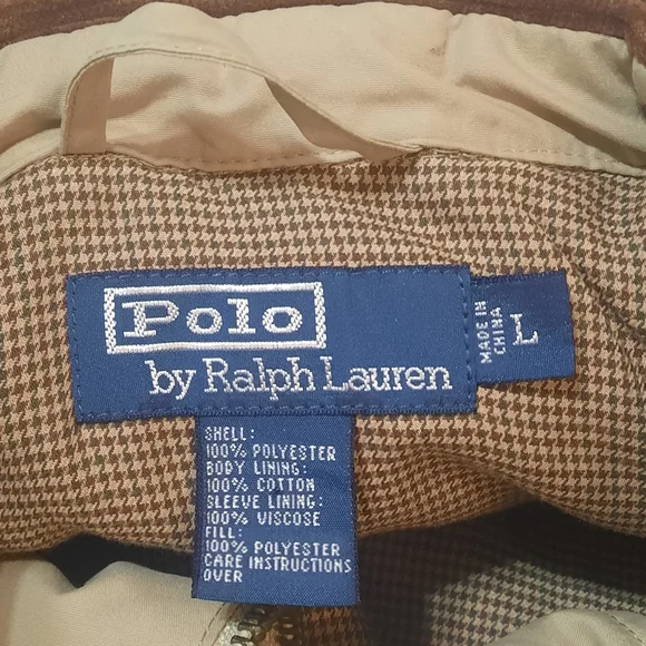 POLO Ralph Lauren Quilted Jacket Corduroy Collar Car Chore Barn Coat Tan Large - Picture 4 of 9